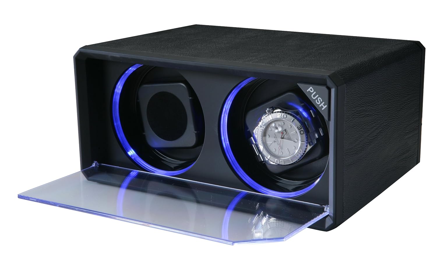 Diplomat Double Black Leatherette Automatic Watch Winder with Blue LED's and Built in IC Timer at Sears.com
