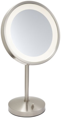 Jerdon Mirrors Jerdon HL1015NL 9.5" Nickel Finish LED Lighted Pedestal Makeup Mirror at Sears.com