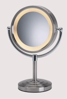 Jerdon Mirrors Jerdon 8-1/2" Brushed Nickel Finish Halo Lighted Pedestal Makeup Mirror at Sears.com