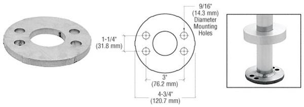 C.R. laurence CRL Mill Finish Stainless Steel Base Flange for 1-1/2" (38.1 mm) Schedule 40 Pipe Railings- Wood Mount at Sears.com