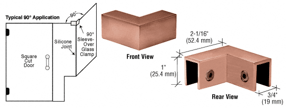 C.R. laurence CRL Brushed Copper 90° "Sleeve Over" Glass Clamp at Sears.com