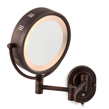 Jerdon Mirrors Jerdon 8" Oil Rubbed Bronze Finish Dual Sided Surround Light Wall Mount Makeup Mirror at Sears.com