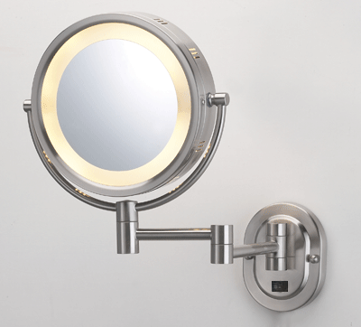 Jerdon Mirrors Jerdon 8" Brushed Nickel Finish Dual Sided Surround Light Wall Mount Makeup Mirror (Hardwired Model) at Sears.com