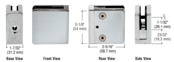 C.R. laurence CRL Brushed Stainless Z-Series Flat Surface Mount Square Type Glass Clamps for 3/4" (19 mm) Glass at Sears.com