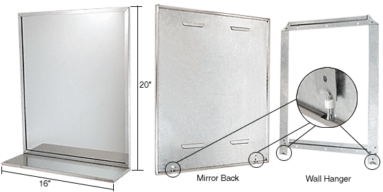 C.R. Laurence 16" x 20" Stainless Steel Mirror-Shelf Combination at Sears.com