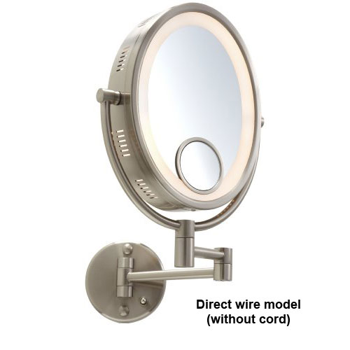 Jerdon Mirrors Jerdon HL9515N 10" Oval Nickel Finish Halo Lighted Wall Mount Mirror (HardWired Model) at Sears.com