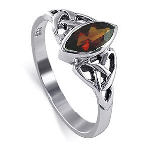 Gem Avenue LWRS037 Sterling Silver Marquise Garnet CZ with Solitaire Celtic 2mm band Ring Gem Avenue LWRS037 Sterling Silver Marquise Garnet CZ with Solitaire Celtic 2mm band Ring
