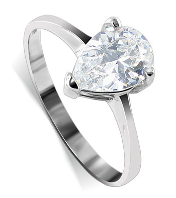 Gem Avenue TDRS047 Nickel Free 2mm Sterling Silver 10 x 8mm Pear Cut Solitaire CZ Ring at Sears.com