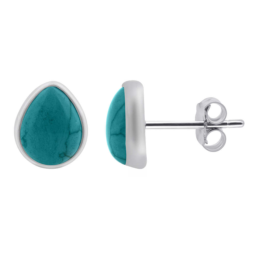 Gem Avenue AAES007 7mm x 9mm Pear Shape Reconstituted Turquoise .925 Silver Stud Earrings Gem Avenue AAES007 7mm x 9mm Pear Shape Reconstituted Turquoise .925 Silver Stud Earrings