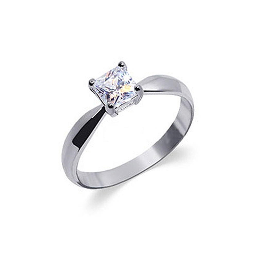 Gem Avenue BDRS001 Sterling Silver Womens Band Princess Cut CZ Solitaire Ring Size 10 to 5 at Sears.com