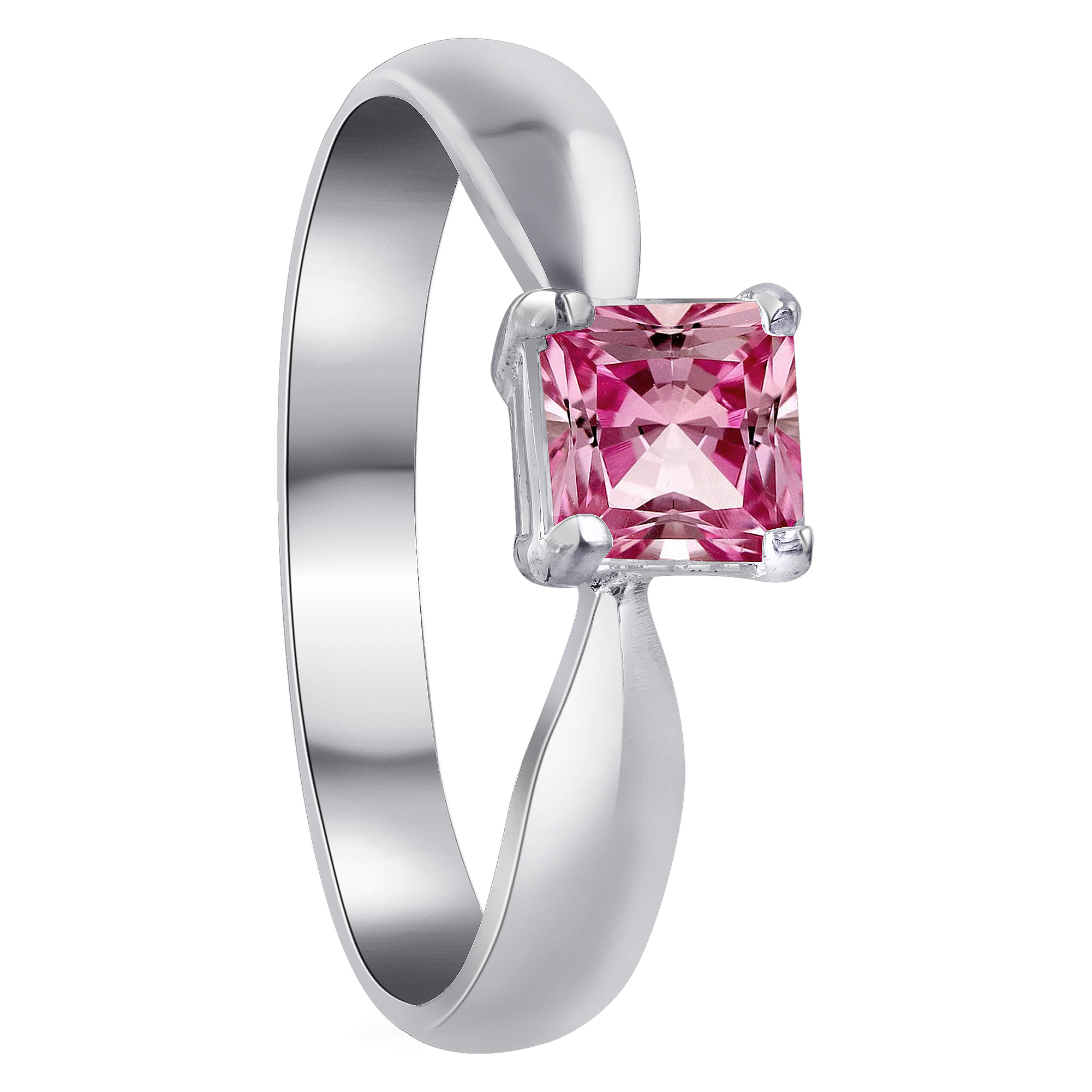 Gem Avenue BDRS002 Sterling Silver Princess Cut Pink CZ Womens Ring Size 5 to 10 at Sears.com