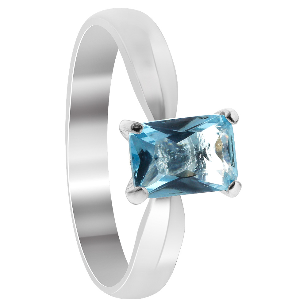 Gem Avenue BDRS011 Sterling Silver Band Emerald Cut Blue Cubic Zirconia Ring Size 5 to 10 at Sears.com