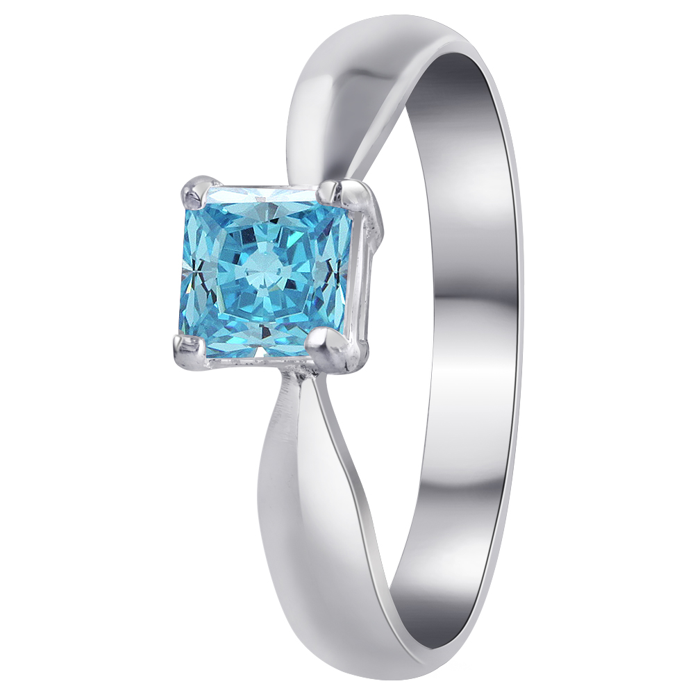 Gem Avenue BDRS013 Sterling Silver Band Princess Cut Blue Cubic Zirconia Ring Size 5 to 9 at Sears.com
