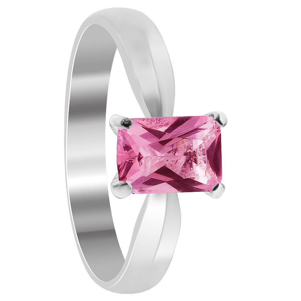 Gem Avenue BDRS014 Sterling Silver Band Emerald Cut Pink Cubic Zirconia Ring Size 10 to 5 at Sears.com