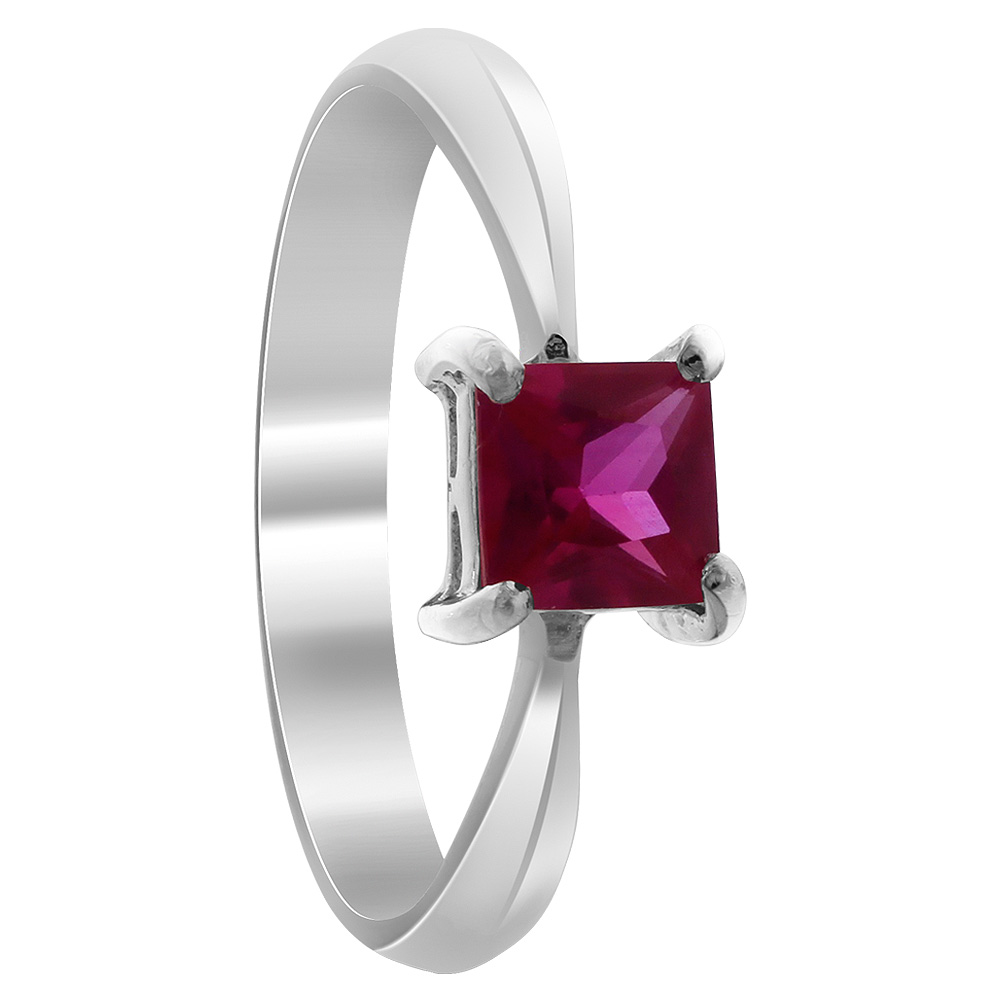 Gem Avenue BDRS022 Sterling Silver Princess Cut Ruby CZ Solitaire Promise Ring Size 5 to 10 at Sears.com