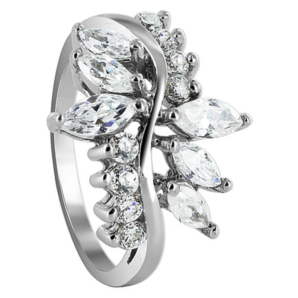 Gem Avenue TDRS190 Nickel Free Sterling Silver Marquise Clear CZ 1.5mm Band Ring at Sears.com