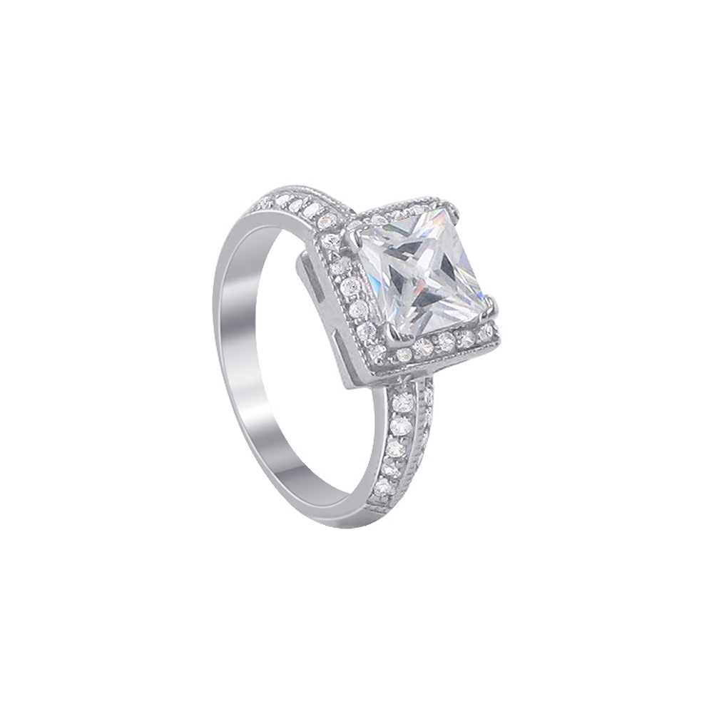 Gem Avenue SORS024 Sterling Silver Clear Princess Cut CZ 3mm Ring Size 7 to 8 at Sears.com