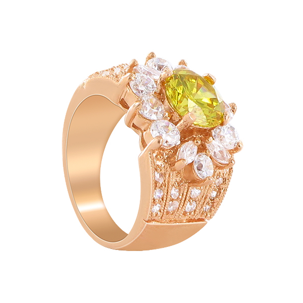 Gem Avenue CLRS081-6 Flower Design Rose Gold Layered Citrine CZ 0.75 x 0.5 inch Ring Size 6 at Sears.com