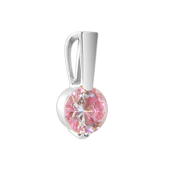 Gem Avenue CLPS088 Sterling Silver 7mm Round Light Pink Cubic Zirconia Pendant at Sears.com