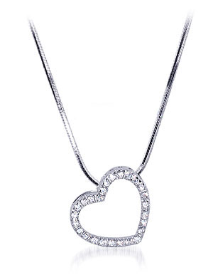 Gem Avenue TDPZ-5000 Nickel Free Sterling Silver CZ Heart Pendant Snake Chain Necklace at Sears.com