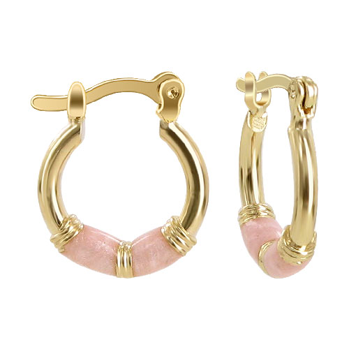 Gem Avenue HOER029 18 KT Gold Layered 15 x18mm Baby Pink Enamel Band 2mm Hoop Earrings at Sears.com