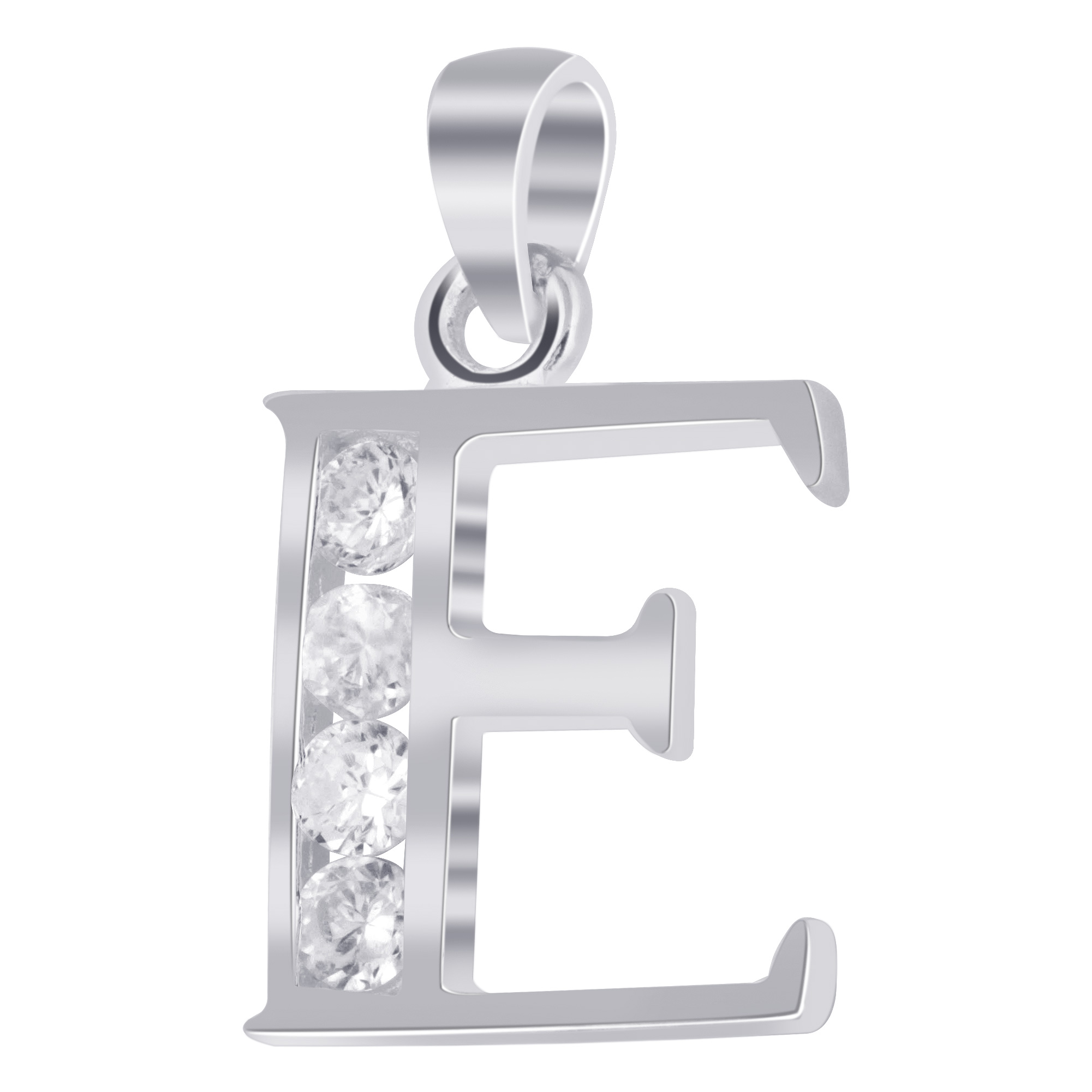 Gem Avenue BD164-E Sterling Silver Round Clear CZ Initial E Charm 1 inch Long Pendant at Sears.com