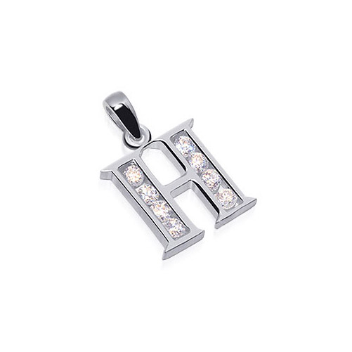 Gem Avenue BD164-H Sterling Silver Round Clear CZ Initial H Charm 1 inch Long Pendant at Sears.com