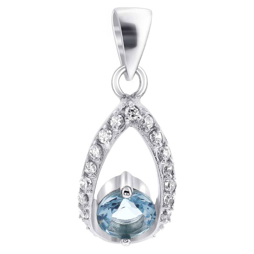 Gem Avenue TDPZ-5380-AQ Nickel FreeSterling Silver Aqua CZ Cradle Oval Shaped Pendant at Sears.com