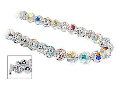 Gem Avenue Sterling Silver Clear AB Crystal Necklace Made with Swarovski Elements