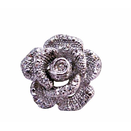 Fashion Jewelry For Everyone Collections Silver Vintage Rose Brooch Embedded Decorated w/ Cubic Zircon at Sears.com