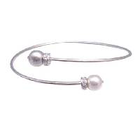 FashionJewelryForEveryone.com Affordable Wedding Silver Cuff Swarovski White & Grey Pearls Bracelet at Sears.com