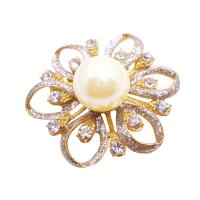 Fashion Jewelry For Everyone Collections Gold Flower Brooch Fully Embedded w/ Diamante & Ivory Pearls At Center at Sears.com