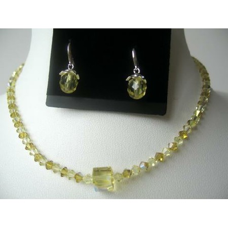 Fashion Jewelry For Everyone Collections Genuine Swarovski Lime Jonquil Crystals Necklace Set Teardrop Earring at Sears.com