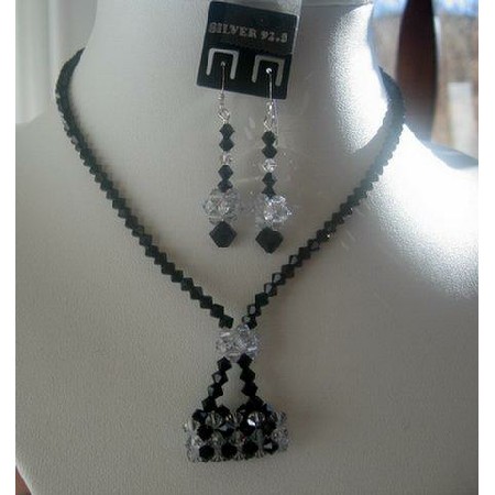 Fashion Jewelry For Everyone Collections Genuine Swarovski Jet Crystals w/ Purse Pendant Necklace Set at Sears.com