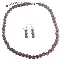Fashionjewelryforeveryone.com Purple Cats Eye Stone 6mm Bead Necklace Set ...