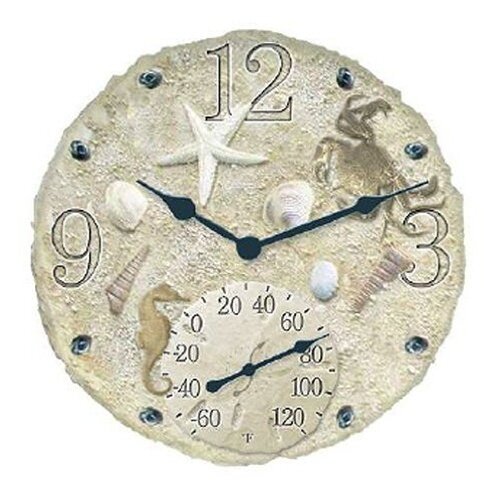 StoneWorks 12" Indoor/Outdoor Seashell Clock w/ Thermometer - 91672-1 at Sears.com