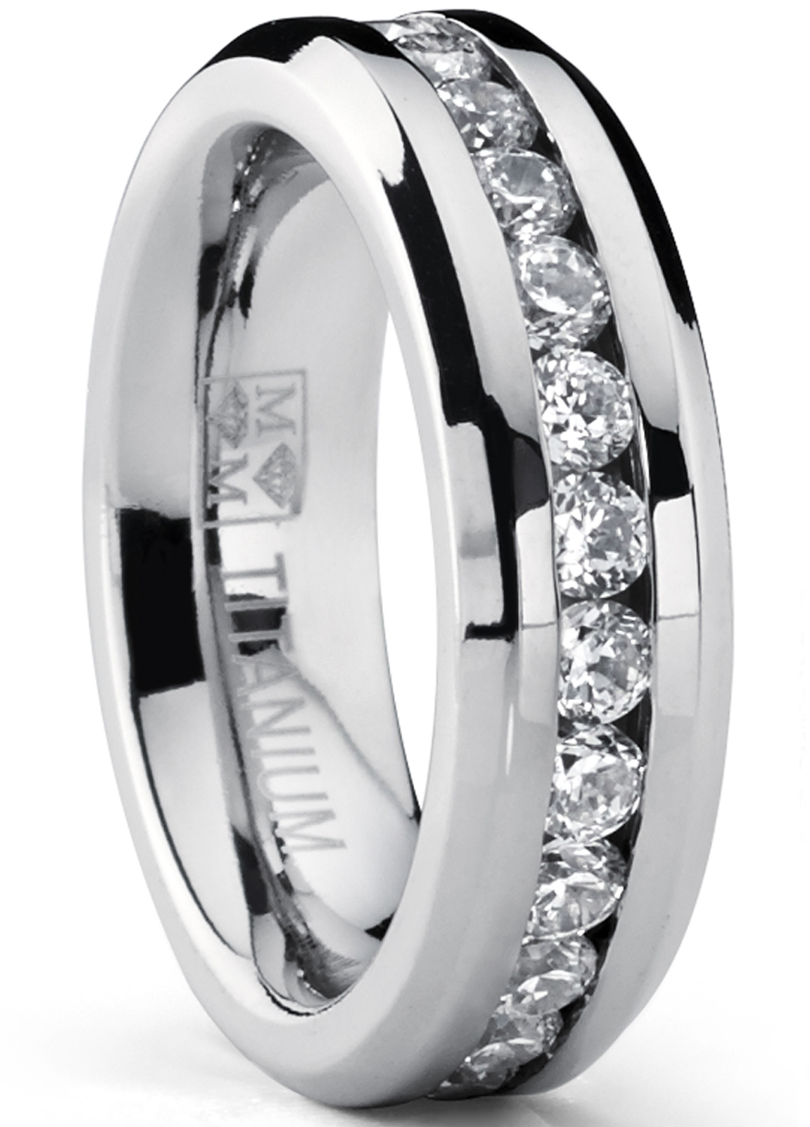 ultimatemetalsco.com 6MM Ladies Eternity Titanium Ring Wedding Band with Cubic Zirconia at Sears.com