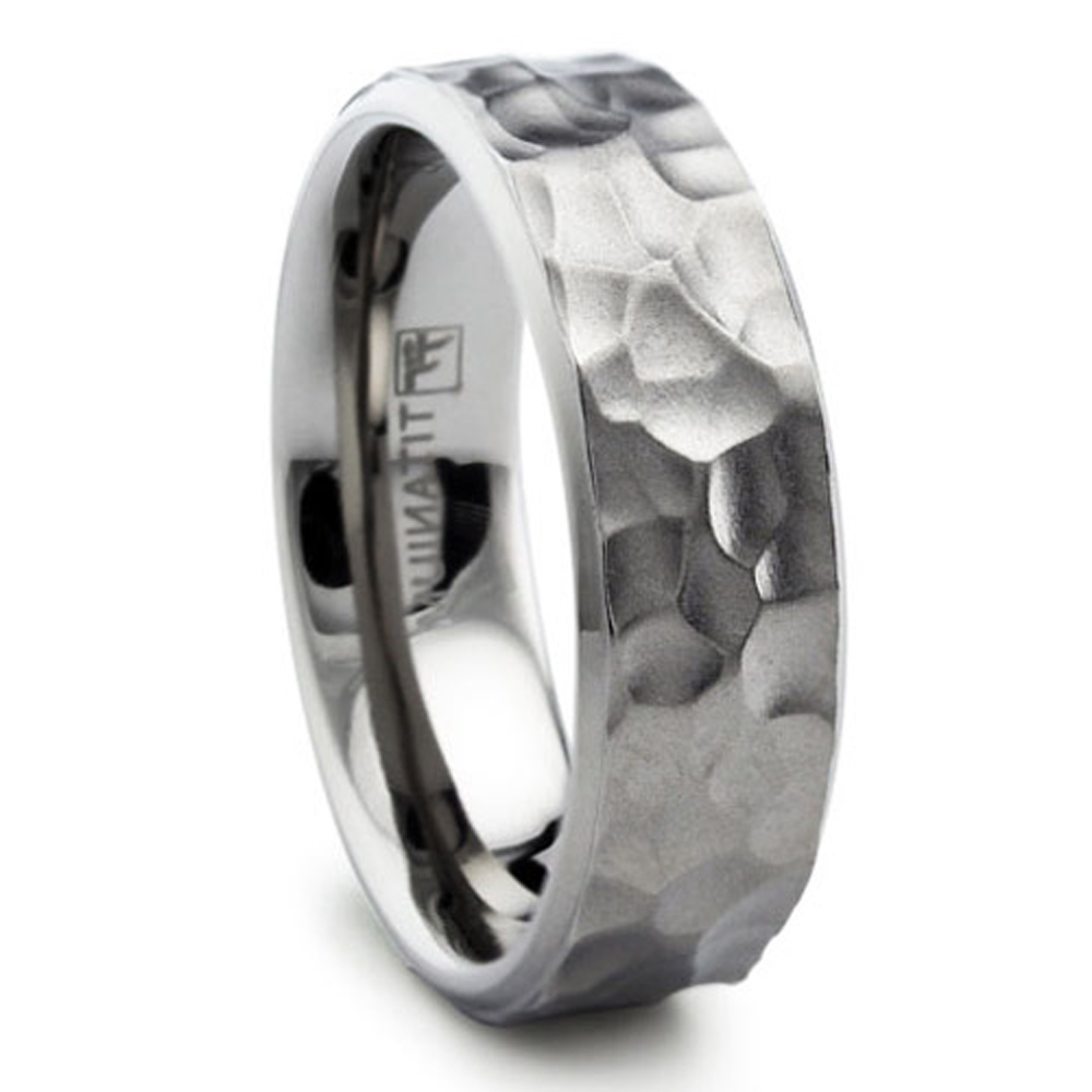 ultimatemetalsco.com 8MM Hammered Titanium Ring Wedding Band Matte Finish at Sears.com