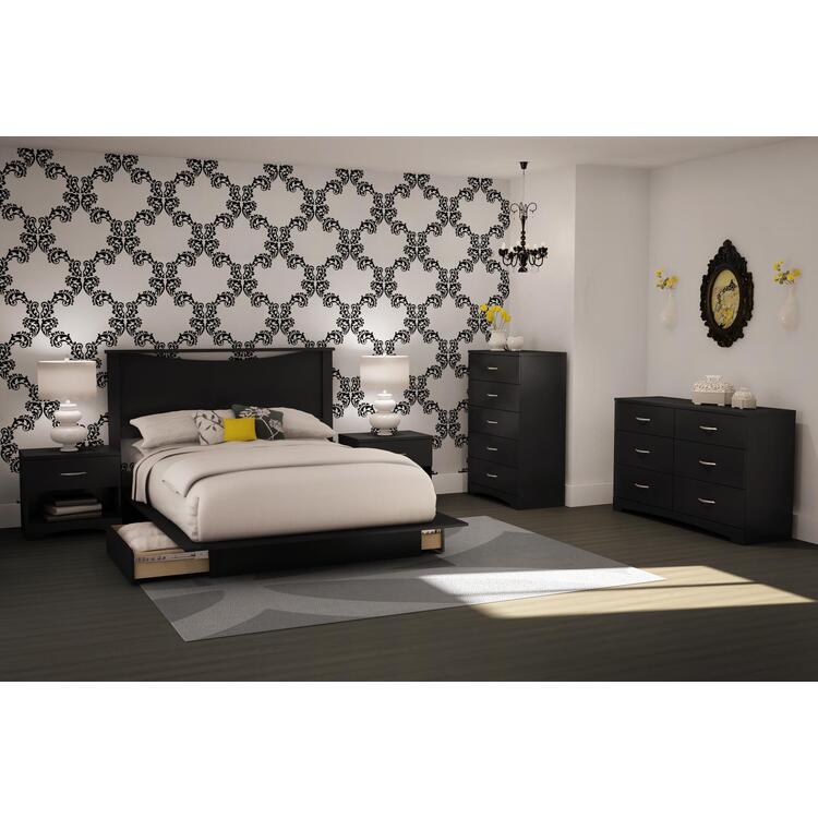 South Shore Step One Queen Platform 6 Piece Bedroom Set in Pure Black - South Shore - 3107Q6PC at Sears.com