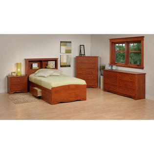 Prepac Monterey Bedroom Set, Color Cherry, Bed Size Twin, Set 5 Piece ...