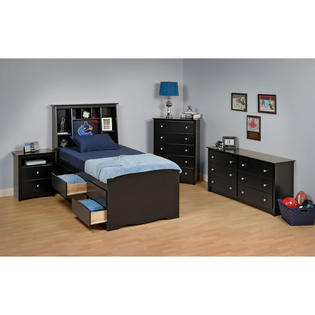 Prepac Black Sonoma Twin Bedroom Set, Bed Size Tall Twin, Set 5 Piece - Prepac - BSTTB5PC Prepac Black Sonoma Twin Bedroom Set, Bed Size Tall Twin, Set 5 Piece - Prepac - BSTTB5PC