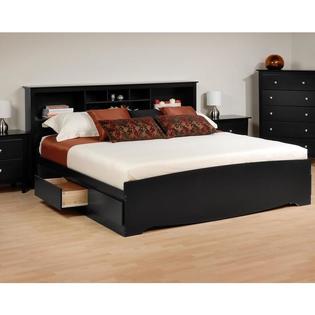 Platform Storage Bed w/ Bookcase Headboard, Color Black, Bed Size King ... Platform Storage Bed w/ Bookcase Headboard, Color Black, Bed Size King ...