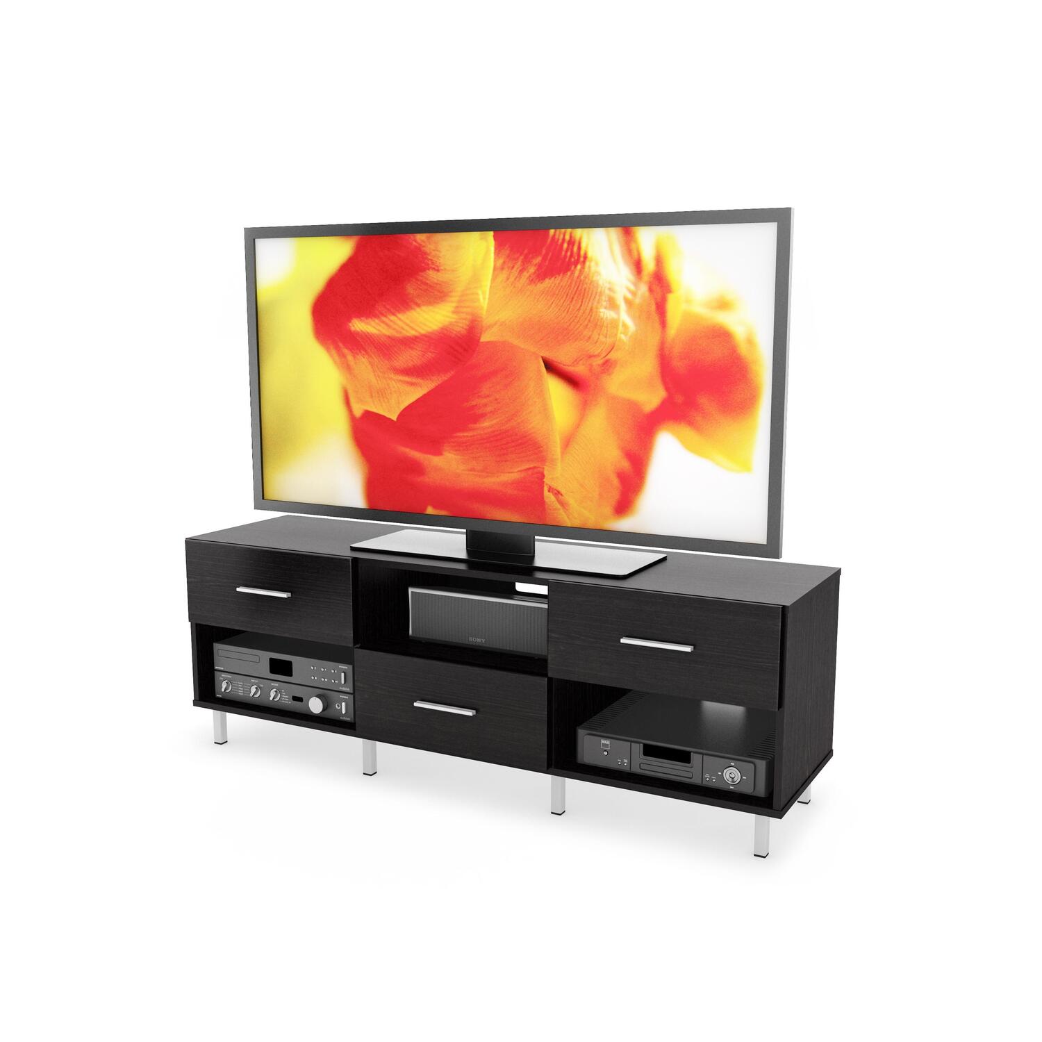 Sonax Sedona 60" Staggered 3 Drawer TV Component Bench Ravenwood Black at Sears.com