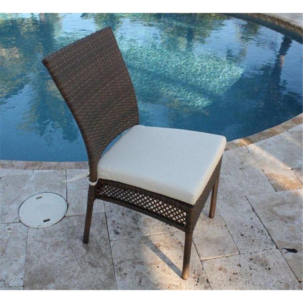 Hospitality Rattan Patio Dining Side chair in Viro Fiber Each Antique Brown