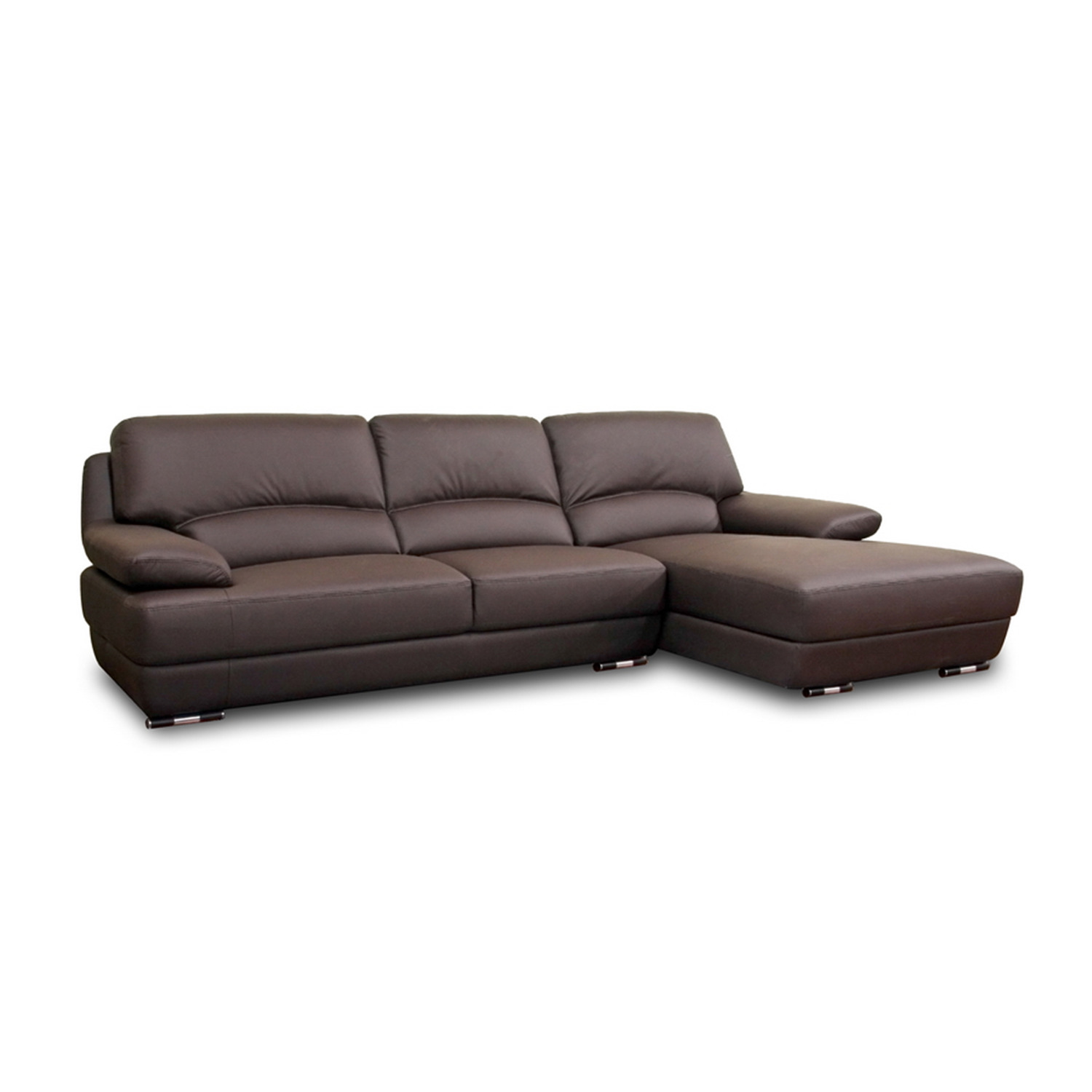 Wholesale Interiors Euclid Brown Leather Modern Sectional Sofa