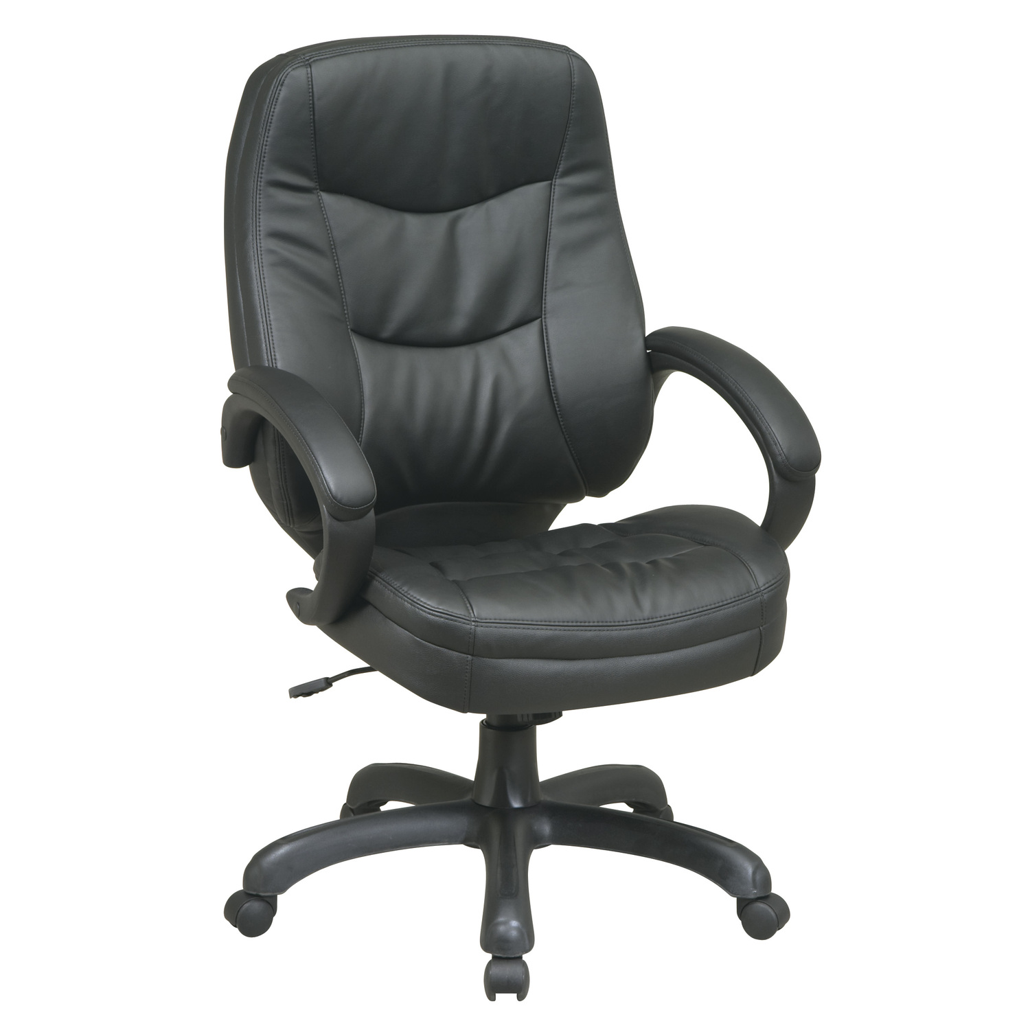 Office Star Executive Leather Chair with Pillow Top Seat and Back Black