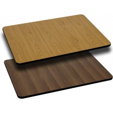Flash Rectangular Table Top with Natural or Walnut Reversible Laminate Top Top Only 24'' x 30'