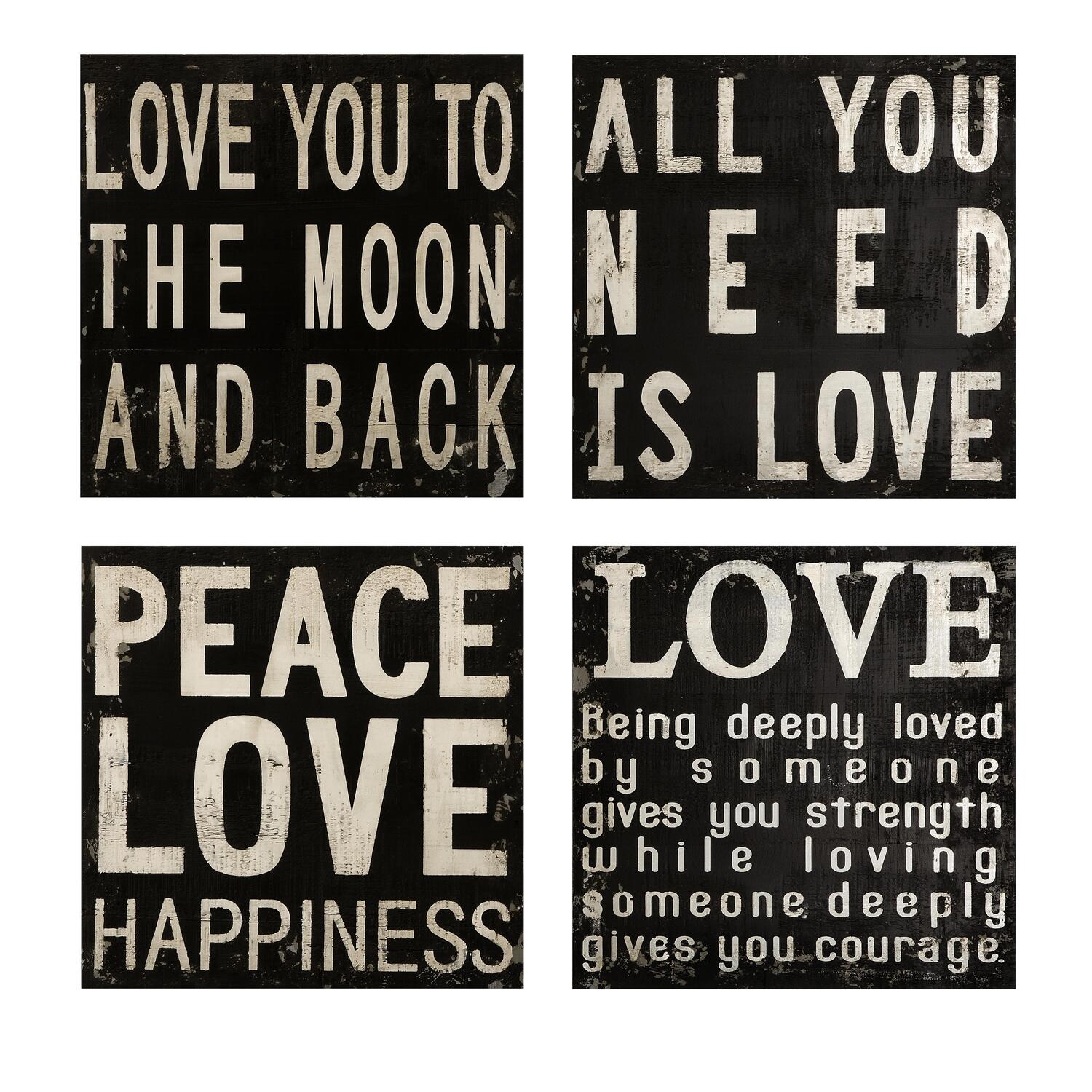 Imax Collier Black and White Wall Quotes Set of 4