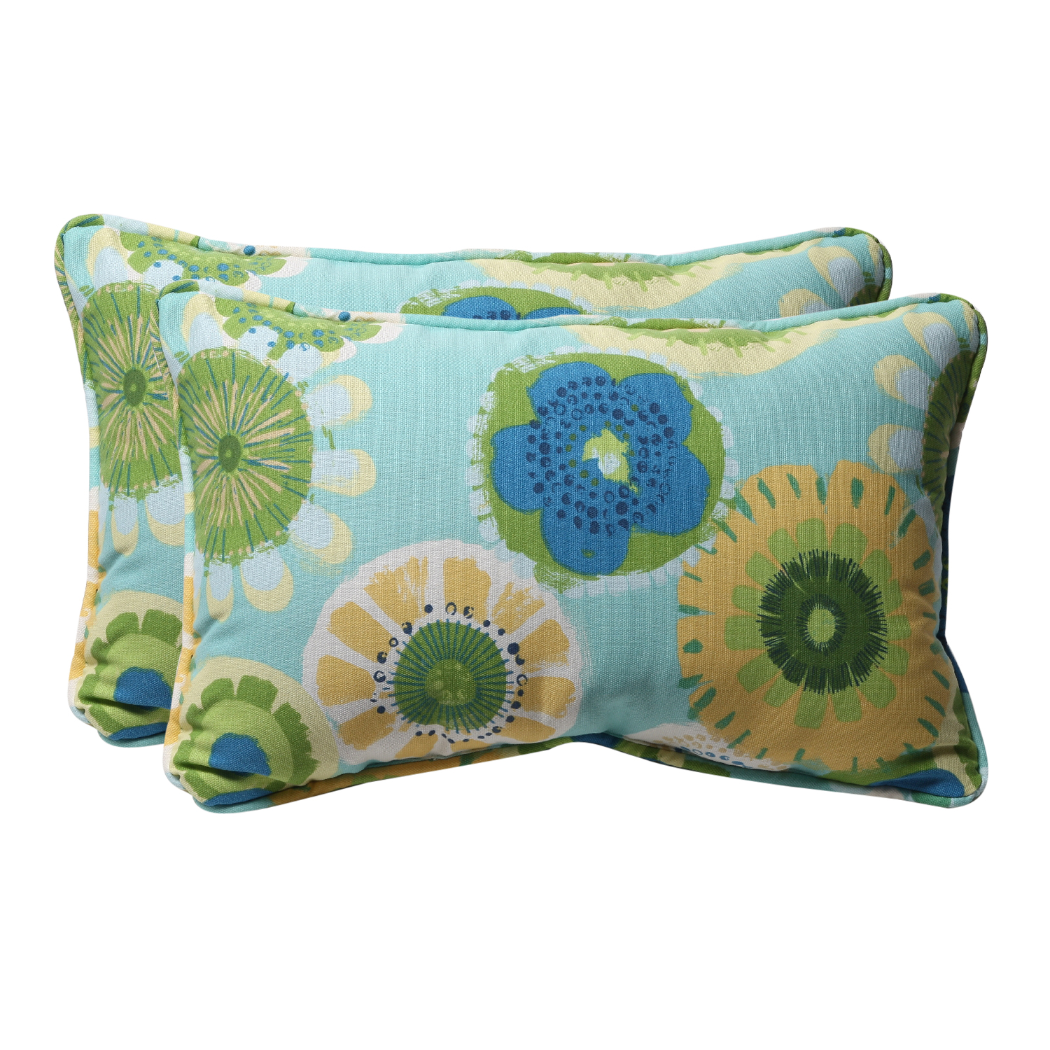 CC Outdoor Living Pack of 2 Eco-Friendly Decorative Green Floral Outdoor Throw Pillows 18.5" at Sears.com