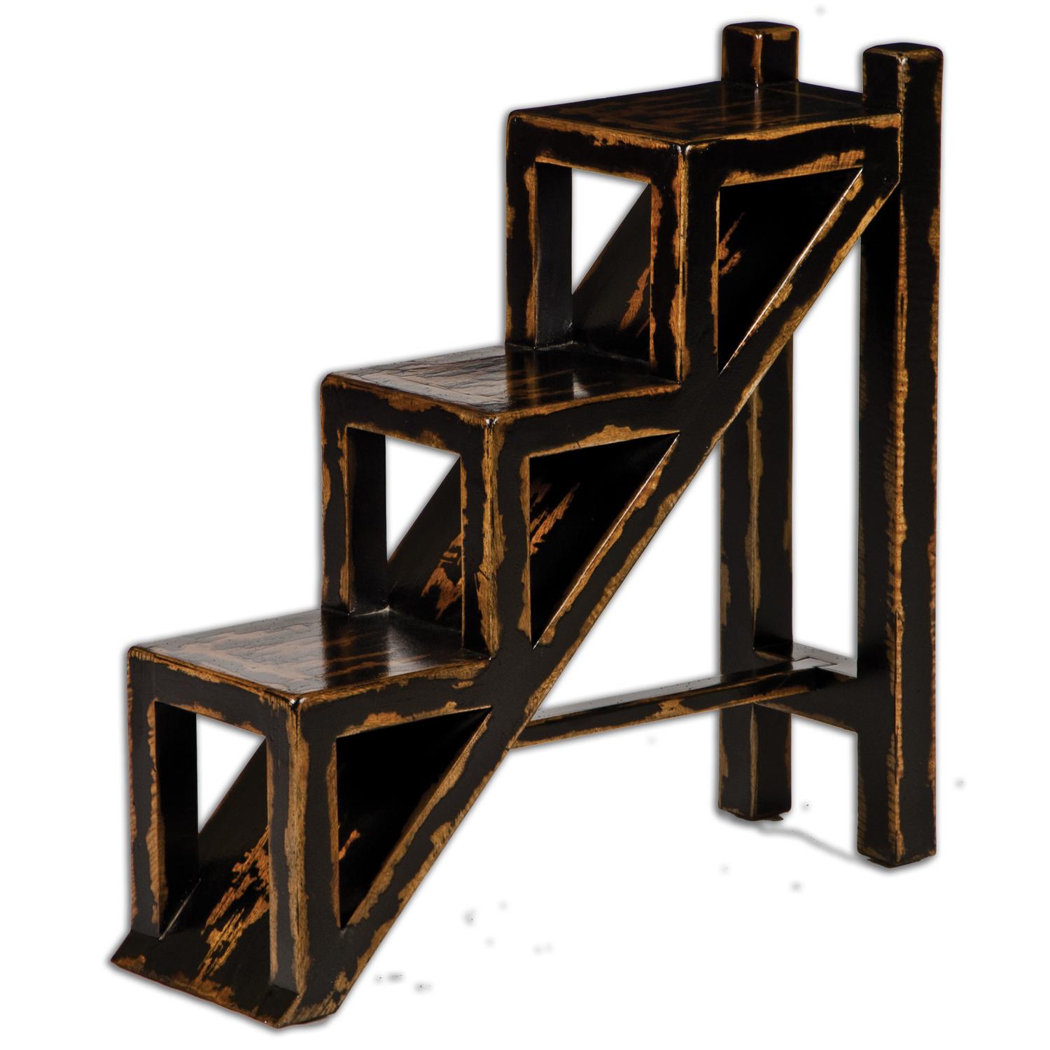 Wood Ladder Plant Stand Diva At Home 32 Saylor Distressed Black Wood 3 Tier Plant Stand Accent Side